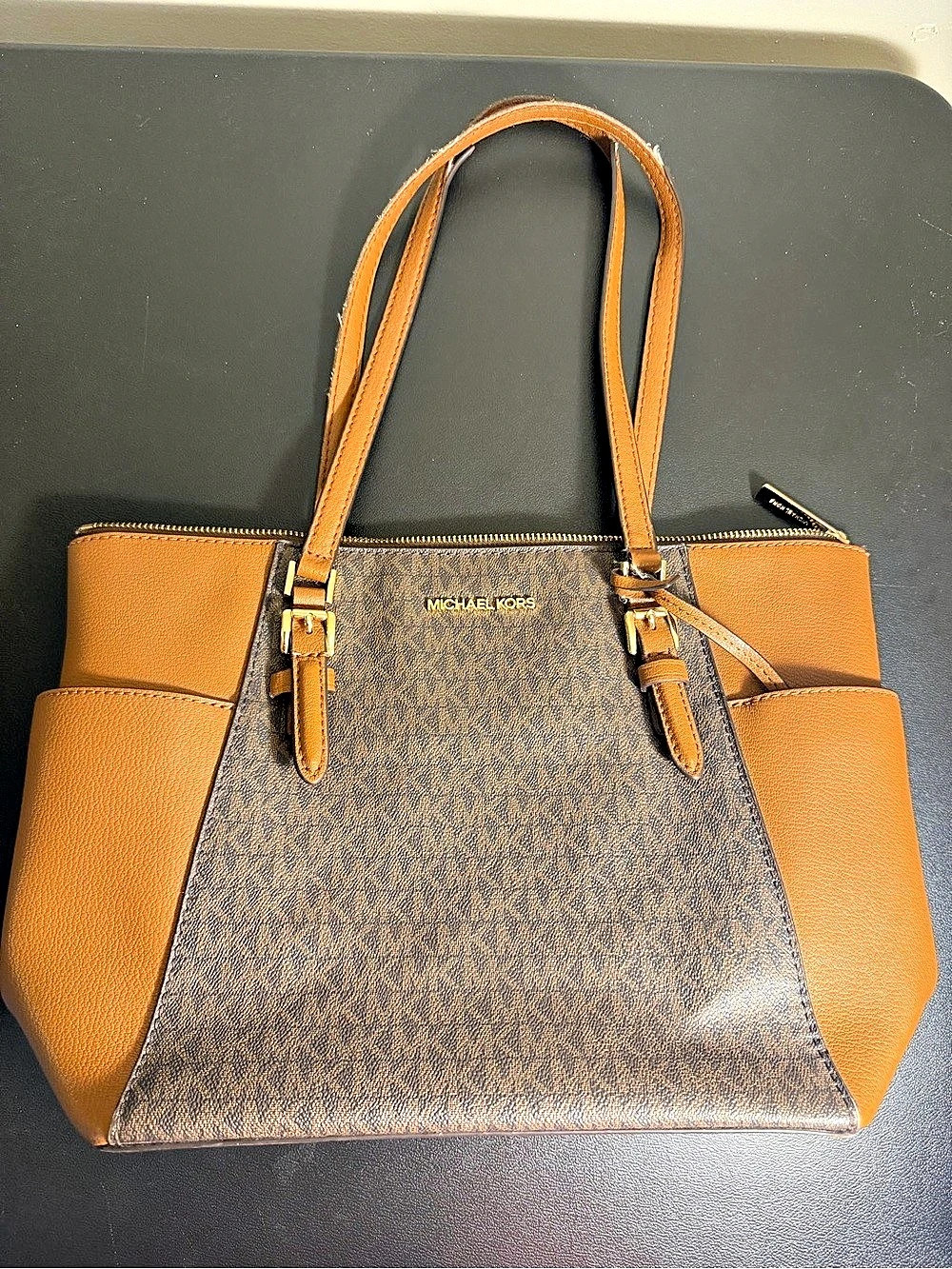 Michael Kors Carson Large Signature Logo Tote Bag Brown & Tan